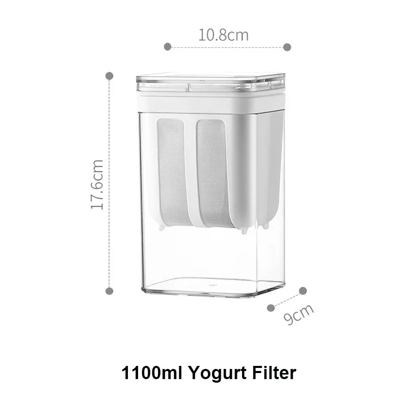 1100ml Yogurt Filter & Strainer Fine Mesh Transparent Box Homemade Screen Cheese Moisture Seperator Maker for Kitchen