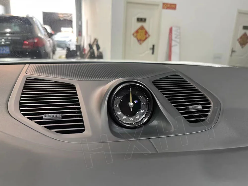 ترقية جديدة LCD سيارة ساعة توقيت لبورشه كايين 2024 لوحة القيادة الداخلية ساعة مركزية البوصلة الوقت متر الإلكترونية