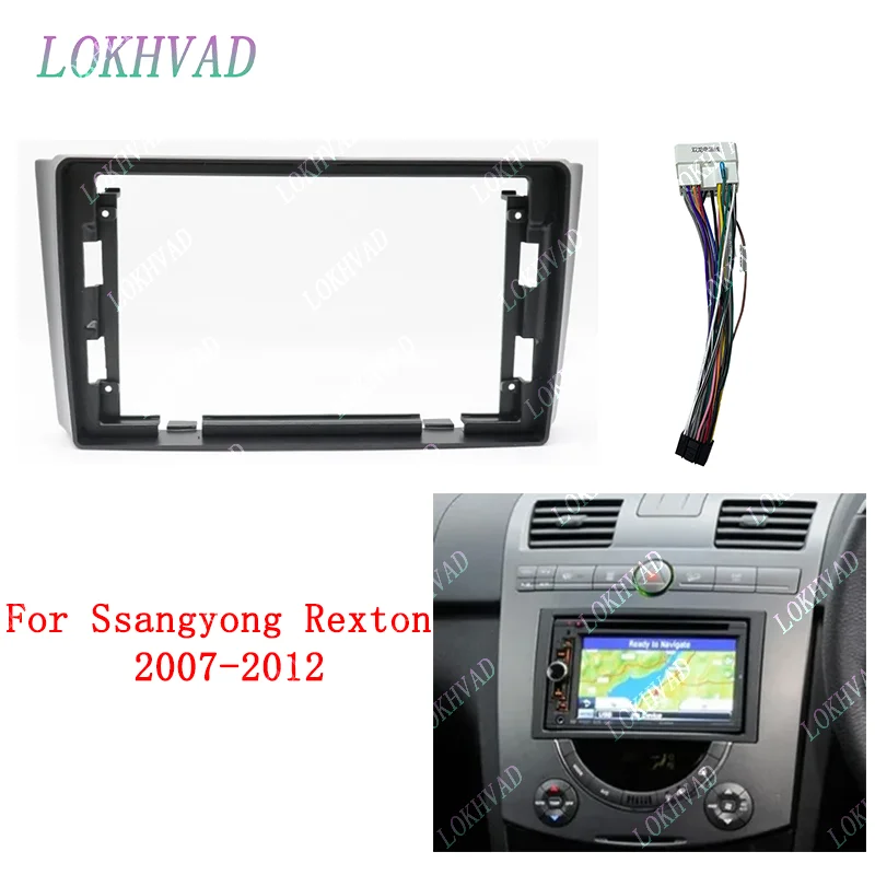 9 Polegada quadro do carro adaptador fascia android tela grande áudio painel de montagem kit para ssangyong rexton 2007-2012