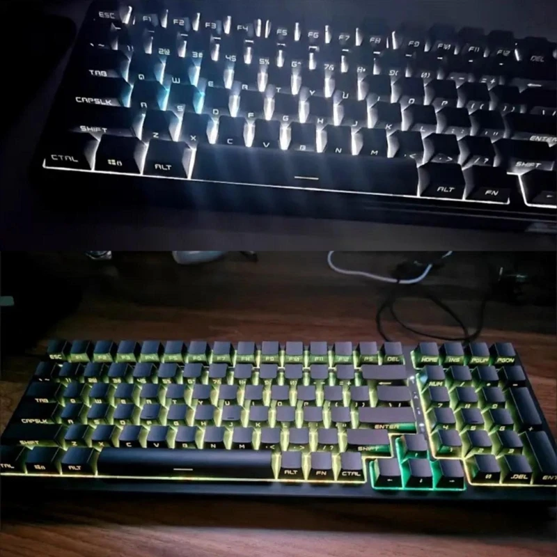 131 toetsen achtergrondverlichting keycaps, glans door zijprint keycaps set, PBT OEM hoogte dropshipping