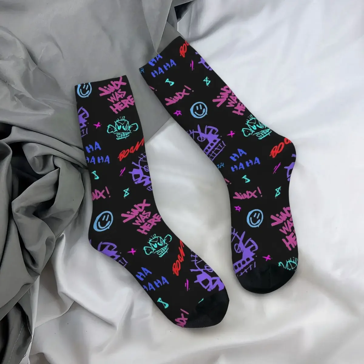 Funny Crazy Sock for Men Monkey Jinx Hip Hop Harajuku Arcane LOL Happy Quality Pattern Printed Boys Crew Sock Novelty Gift