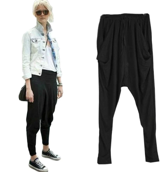 Women's Harem Pants Trousers Bottoms 2024 Spring Summer Casual Modal Cotton Pants Women Elastic Waist Solid Pockets Retro Loose