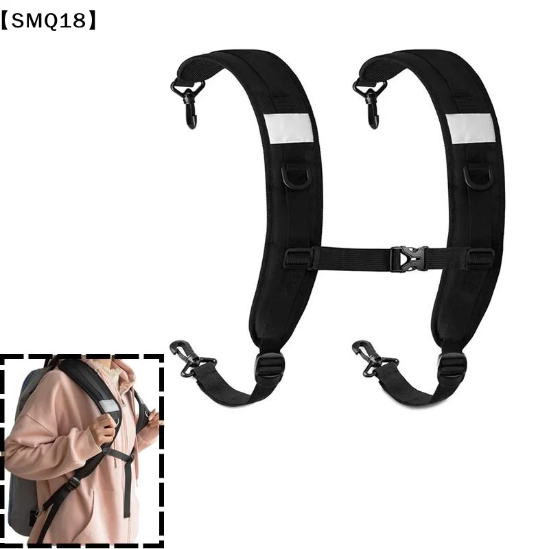 Adjustable Backpack Shoulder Straps With Reflective Strips And Anti Slip Chest Buckle For Hiking Commuting School Outdoor【SMQ】