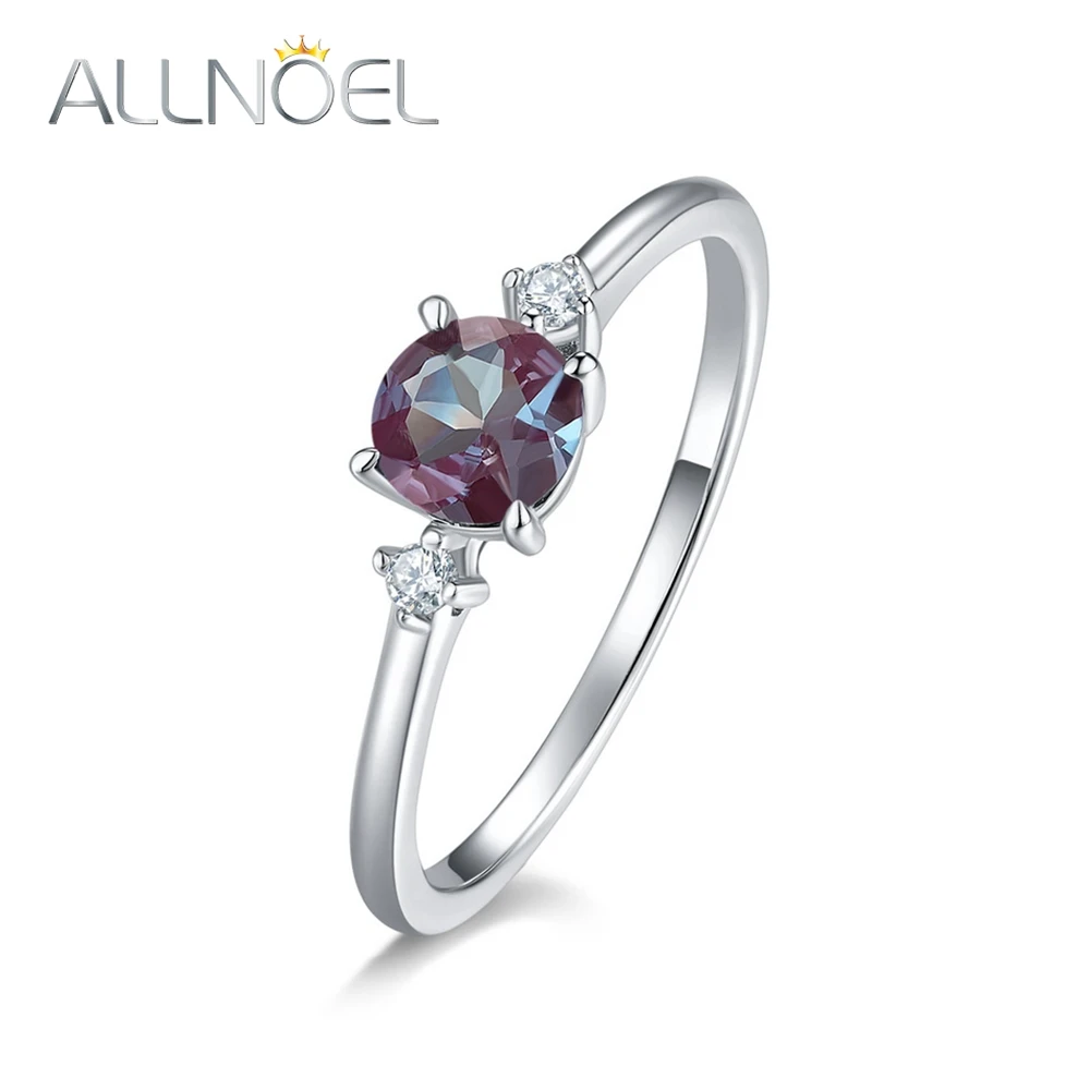 ALLNOEL 925 Sterling Silver Rings For Women Synthetic 5*5mm Alexandrite Gemstone Fashion Simple Style Classic Gifts Fine Jewelry