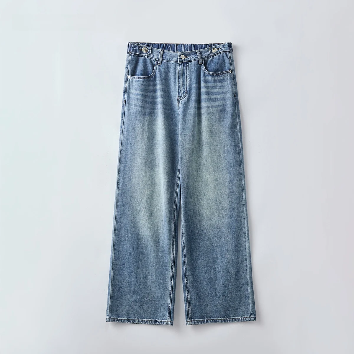 

Men's Loose Straight Leg Jeans mid Waist Zipper Closure Daily Wear Spring Season High Street Style Faded Washed Vintage Pants