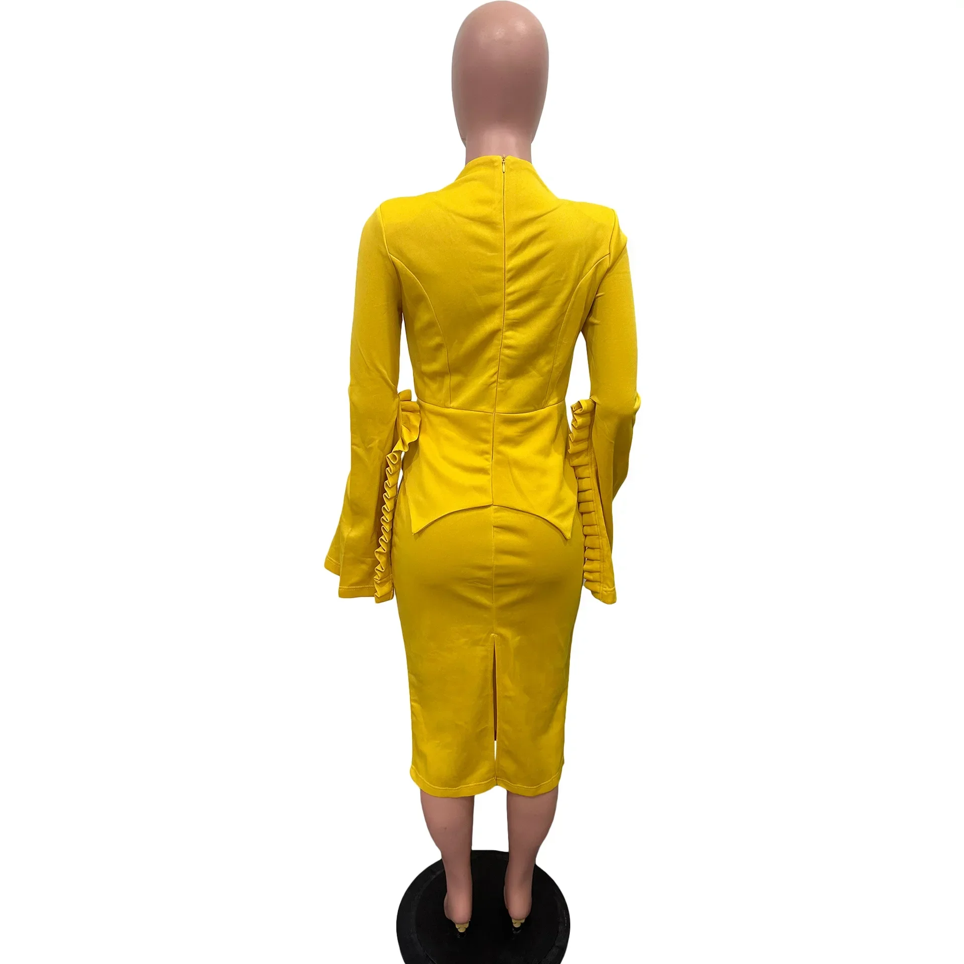 فساتين أفريقية للنساء بوليستر أفريقي بأكمام طويلة ورقبة على شكل حرف v للحفلات المسائية ميدي فستان ضيق Dashiki ملابس أفريقية