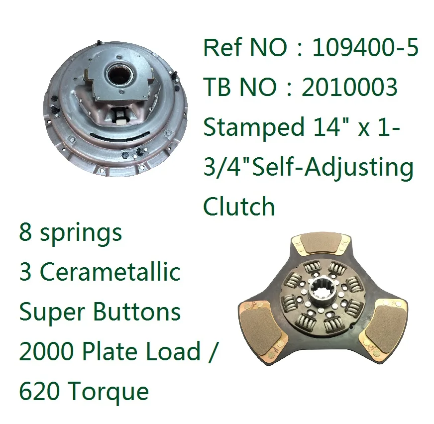 109400-5 14" X 10T X 1-3/4" Truck Parts Transmission System Pull-Type Single Clutch Plate Kit Clutch Assembly