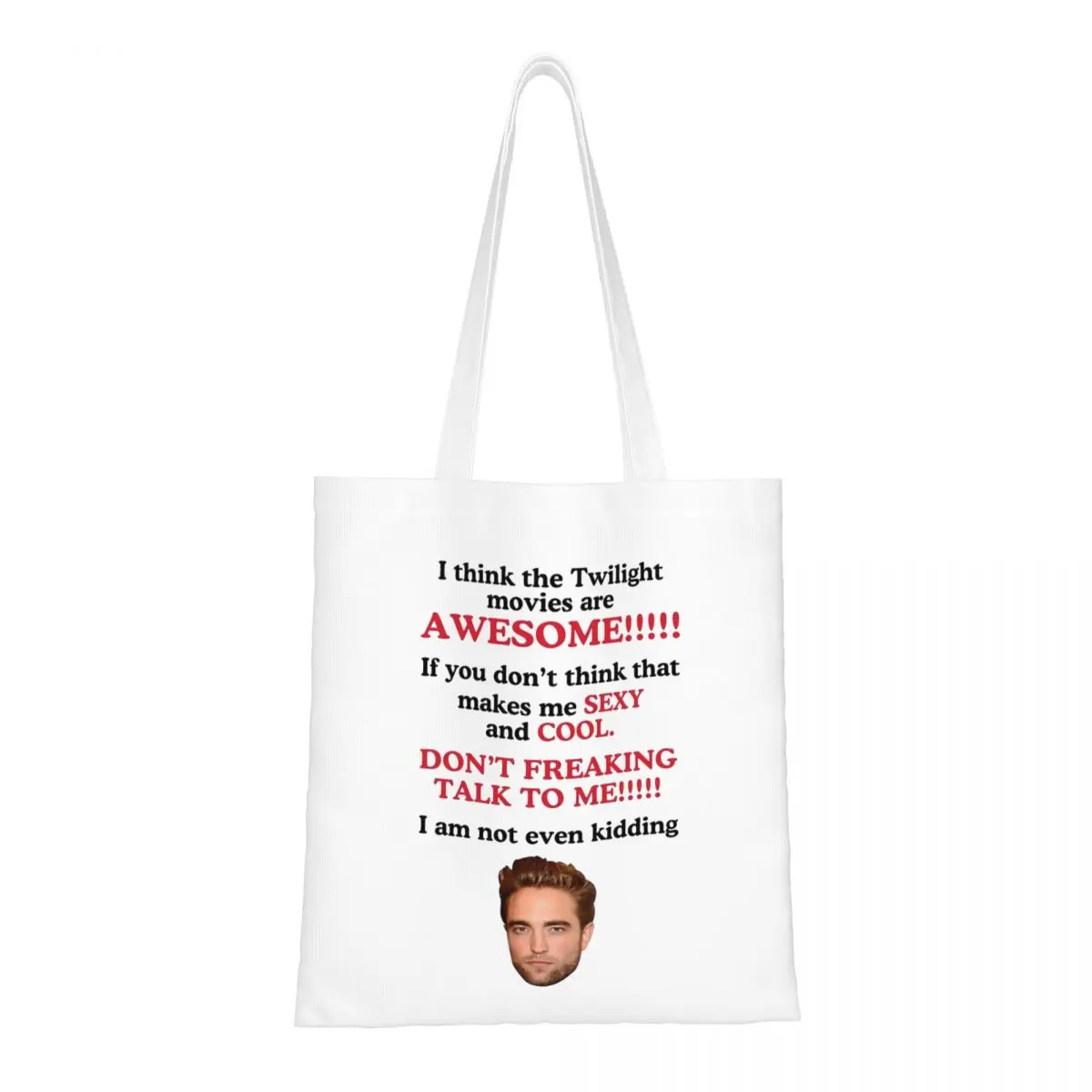 

Robert Pattinson Edward Canvas Tote Bag Eco-Friendly Large Capacity Shopping Bag for Unisex The Twilight Saga Shopping Bags