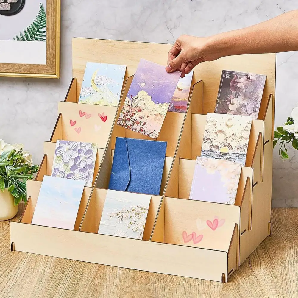 Stable Structure Shelf Greeting Card Display Stand 4-layer Storage Shelf Strong Load-bearing Multi-functional Rack for Cards