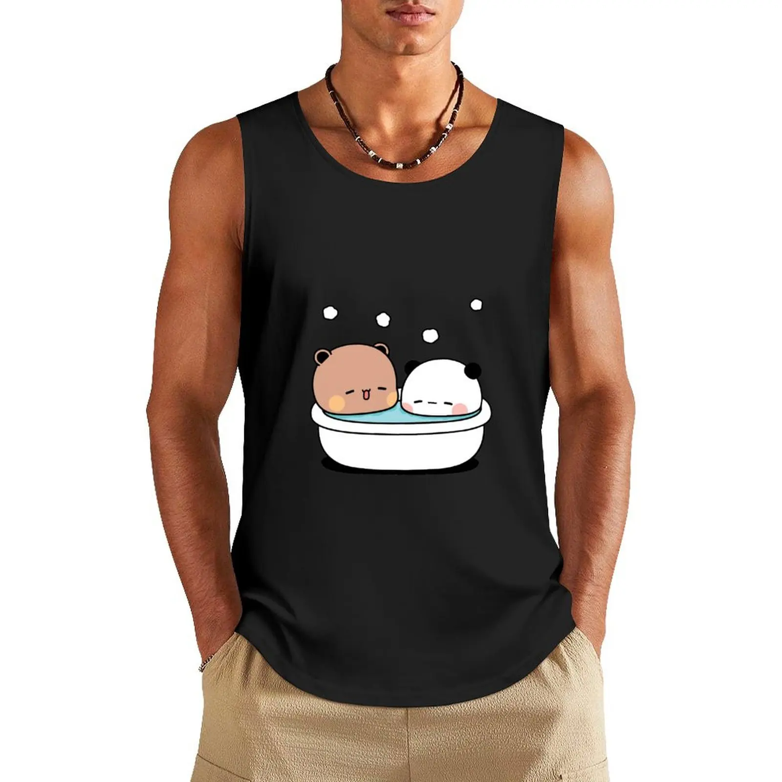 Bear and Panda Bubu Dudu Bath Tank Top anime T-shirt for fitness Man sleeveless shirt