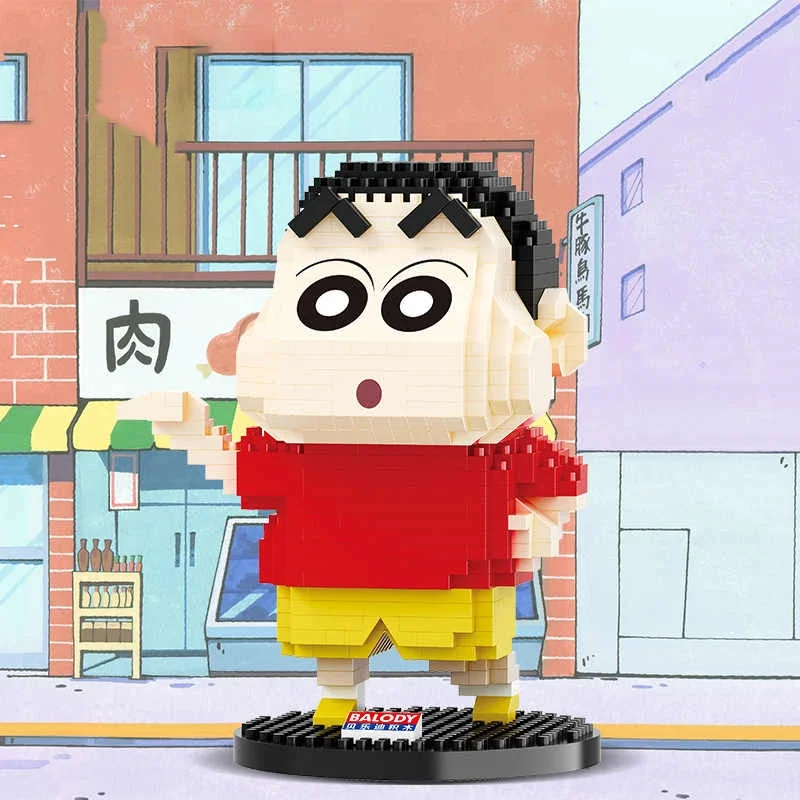 Anime Cartoon Kawaii Crayon Shin-chan Children Small Building Blocks Assembly Toys Educational Boys Girls Gifts Peripherals