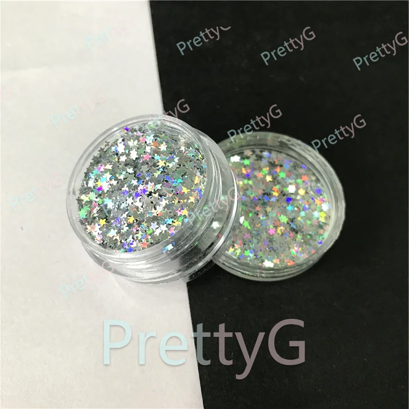 PrettyG 1 Box 13 Colors 1MM Star Shape Colorful Holographic Glitter Gel Nail Art Decoration Handwork DIY Accessories