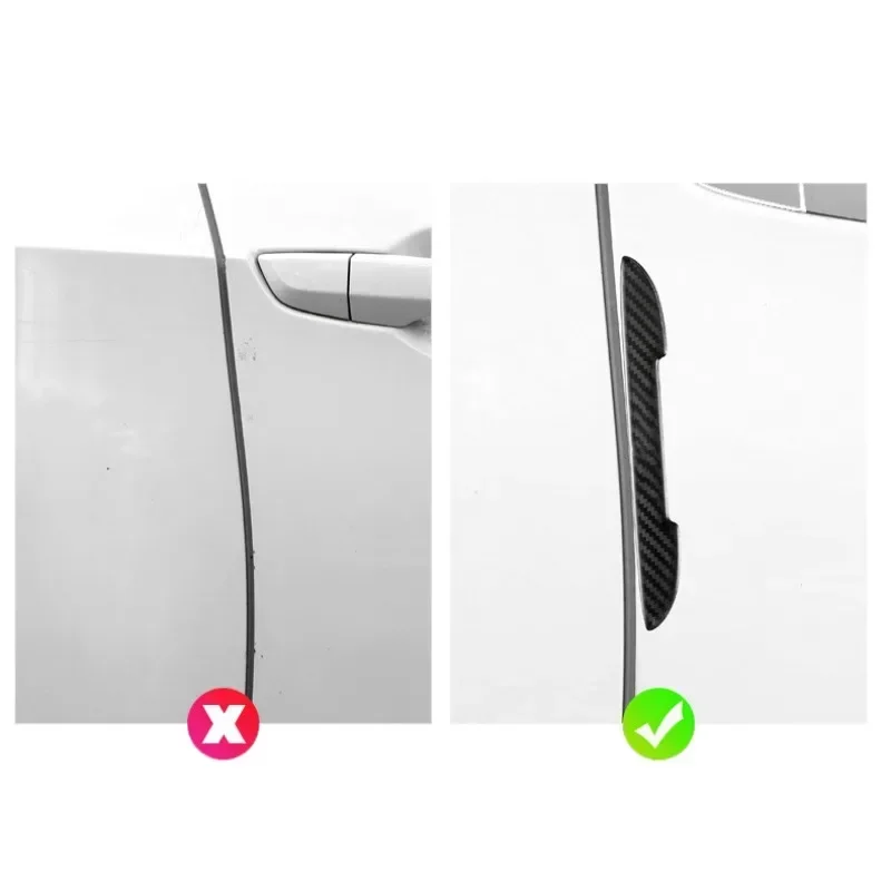 4/8Pcs Carbon Fiber Look Car Door Edge Protective Sticker Strip Anti‑Collision Scratch‑Resistant Auto Exterior Accessories