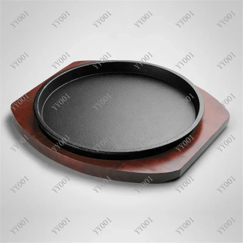 Round Non-Stick Cast Iron Griddle Pan Korean BBQ Plate Household Steak Frying Pan Kitchen Cookware