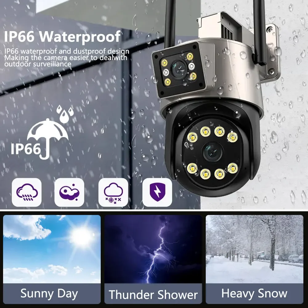 Wifi PTZ Camera Outdoor PTZ Dual Screen Human Detect CCTV Surveillance 6MP Security IP Camera iCSee APP 10CH 8MP 4K NVR System