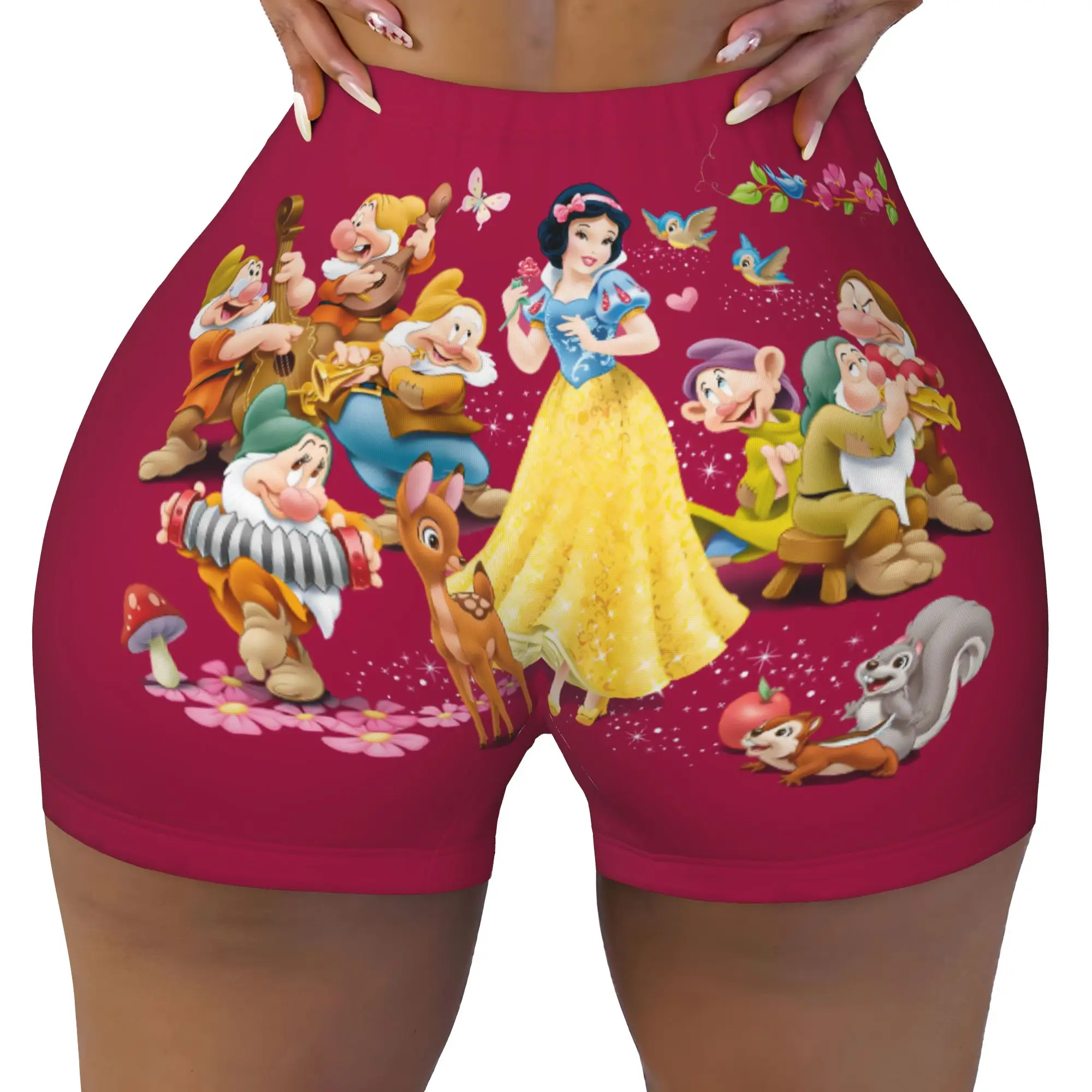 Custom Seven Dwarfs Anime Workout Shorts for Women Cartoon Gym Volleyball Running Yoga Shorts