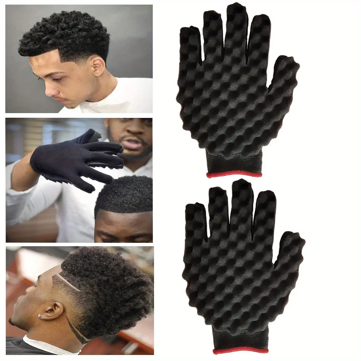 1PcNonslip Sponge Gloves Curling Brush Sponge Glove Afro Natural Coil Wave Hair Brush Twist Styling Comb Curly Hairdressing Tool