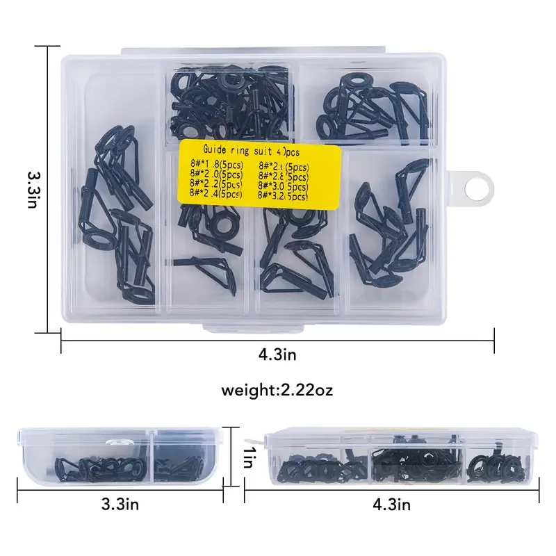 Goture 40 piezas 8 tamaños Kit de reparación de punta de caña de pescar