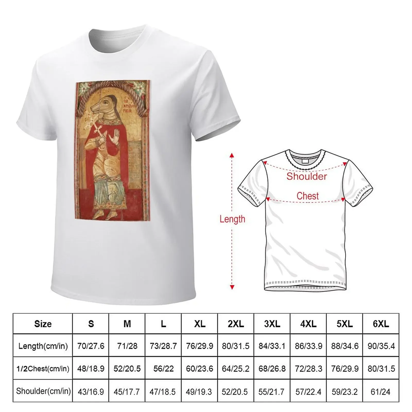 Saint Christopher as a Cynocephalus, Cappadocia, 17th century. T-Shirt quick drying blacks plus size clothes tshirts for men