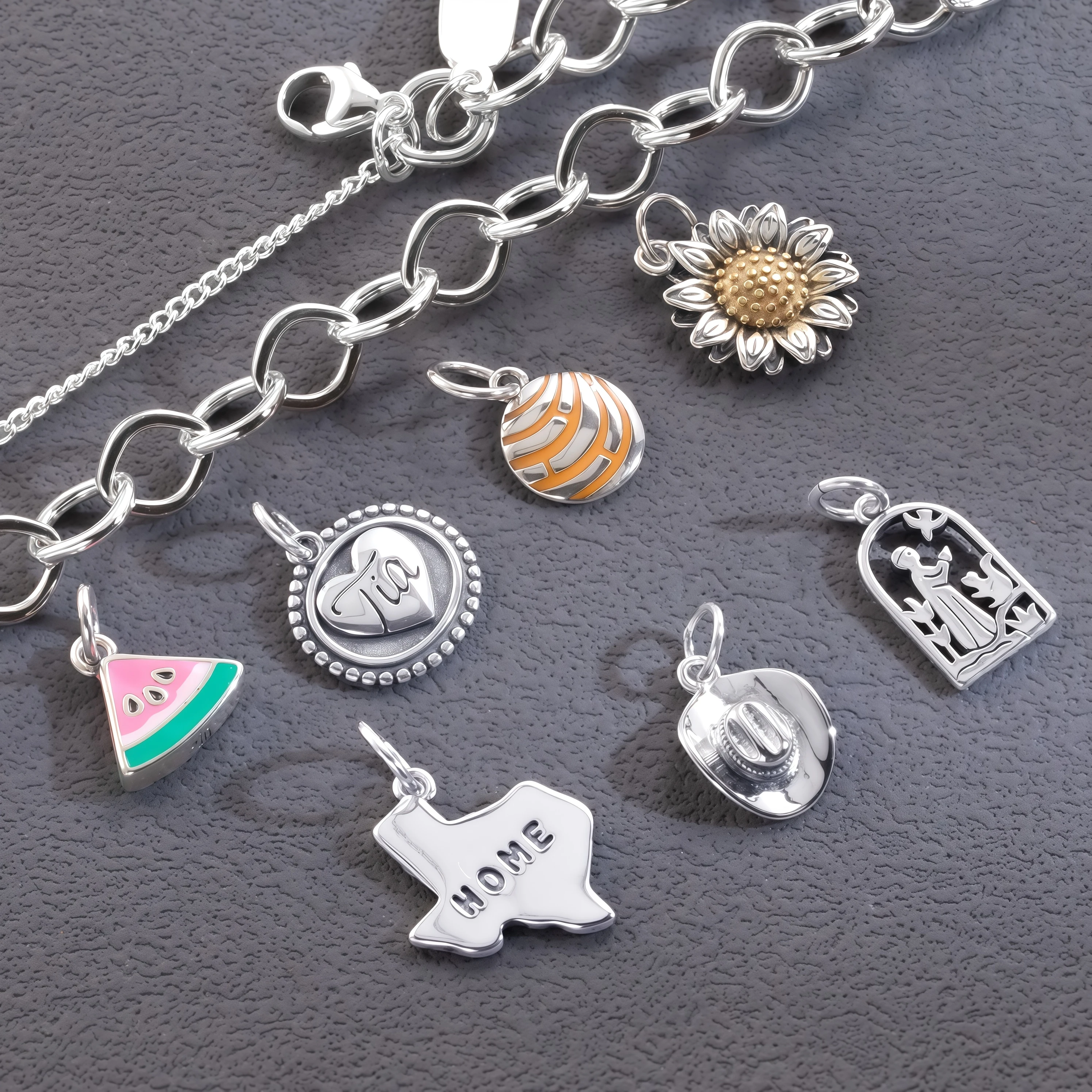 

S925 James Avery Изысканная эмалированная подвеска-подвеска с арбузом и ковбойской шляпой из нескольких серий