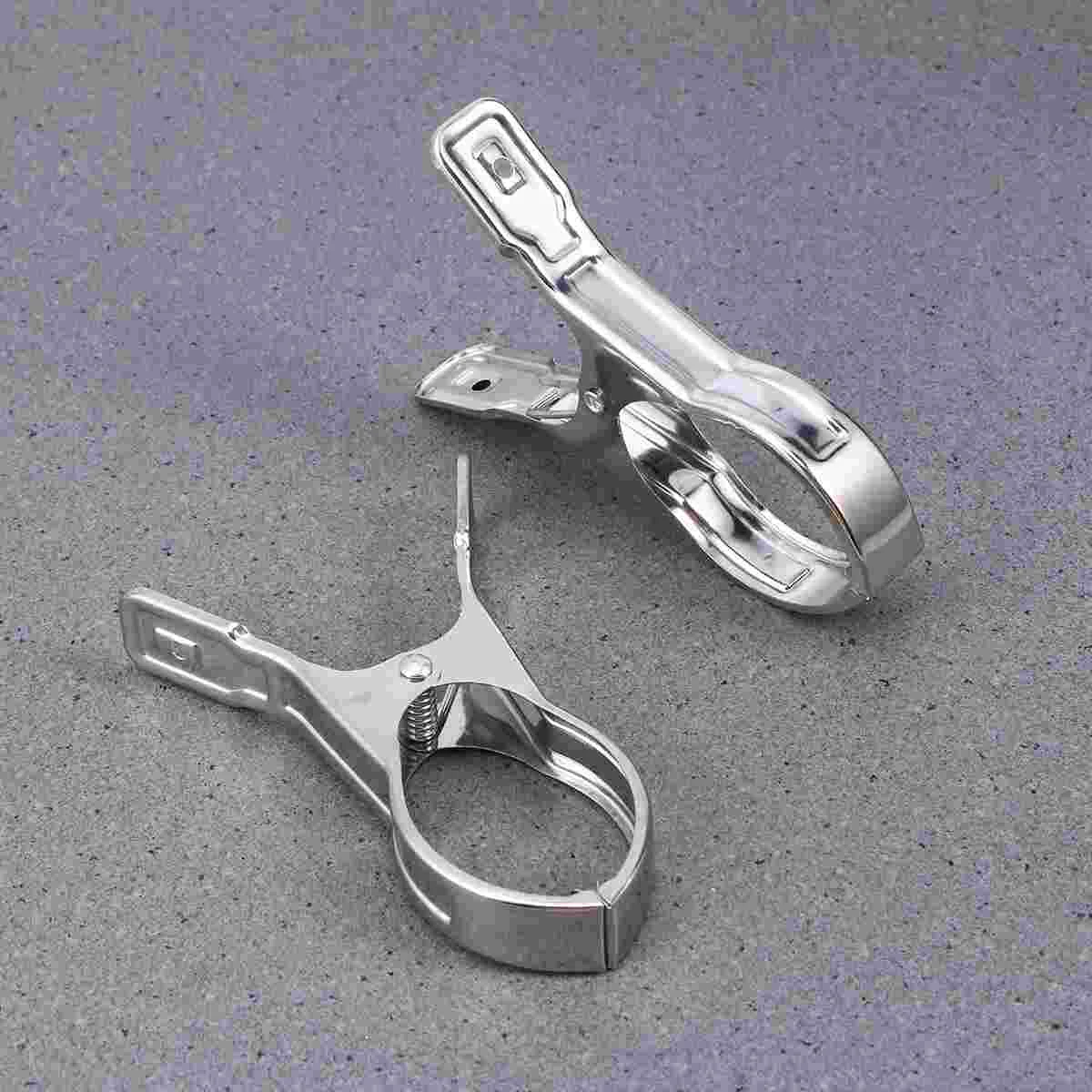 

2PC Stainless Steel Quilt Drying Clothes Large Clip Thicken Springs High Elastic Smooth Jaws 148CM (Silver)