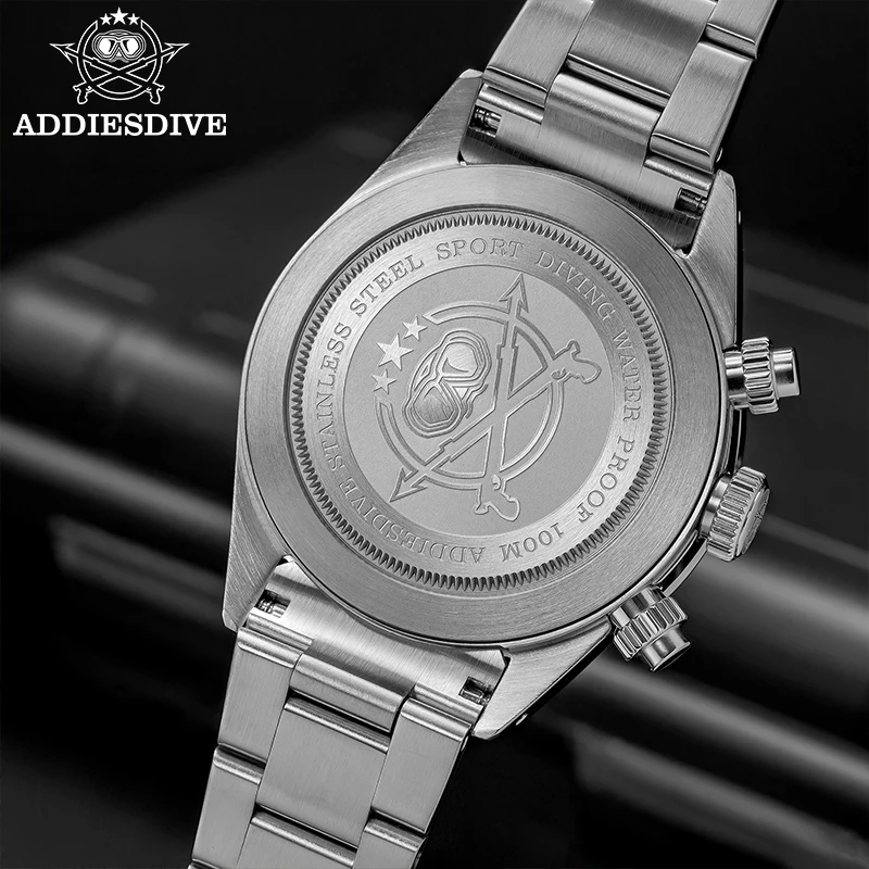 ADDIESDIVE Fashion Men's Quartz Wristwatch AD2520 Reloj Hombre VK64 Movement Multifunction Chronograph Ceramic Bezel Diver Watch