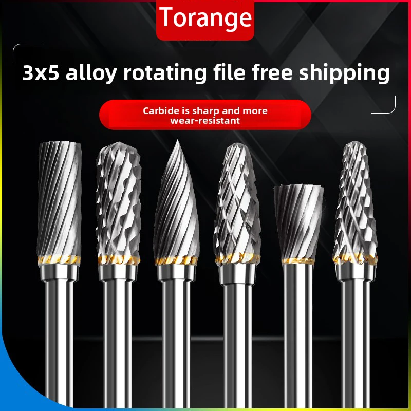 

Роторный напильник из вольфрамовой стали, набор шлифовальных головок из твердого сплава, 3x5, фреза для резьбы по металлу, дереву, одинарная двойная канавка