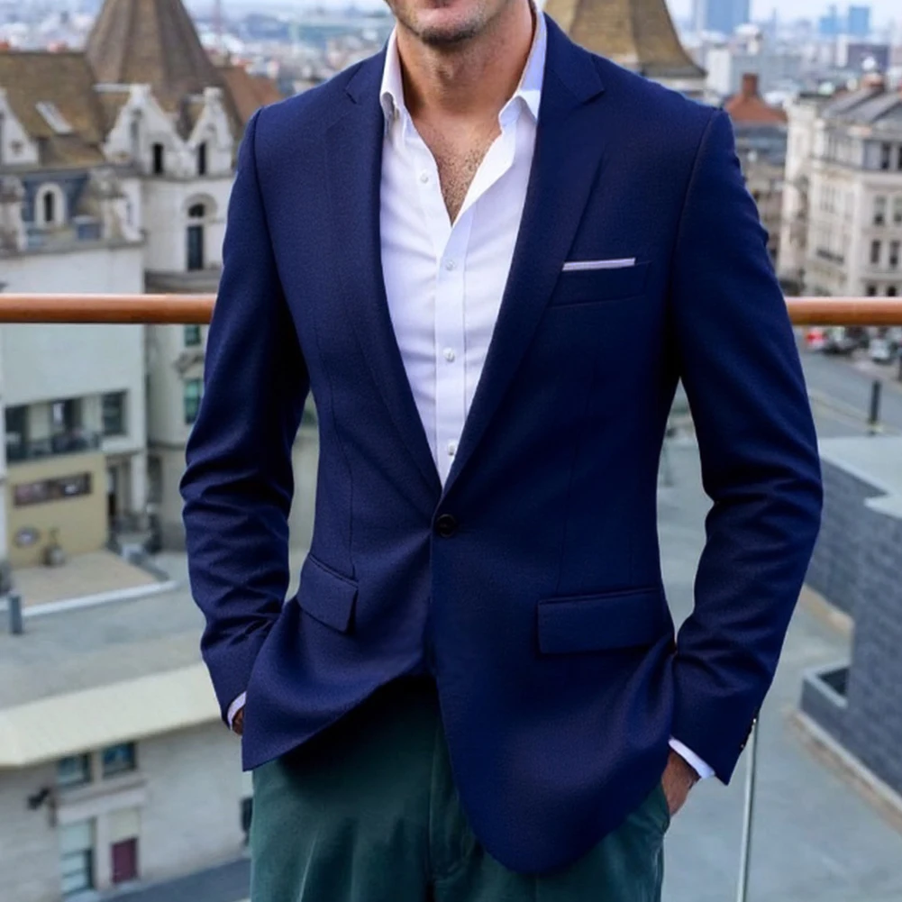 Traje de negocios Formal para hombre, abrigo, traje ajustado con un solo botón, chaqueta para novio, boda, trajes ajustados personalizados de un solo pecho para hombre