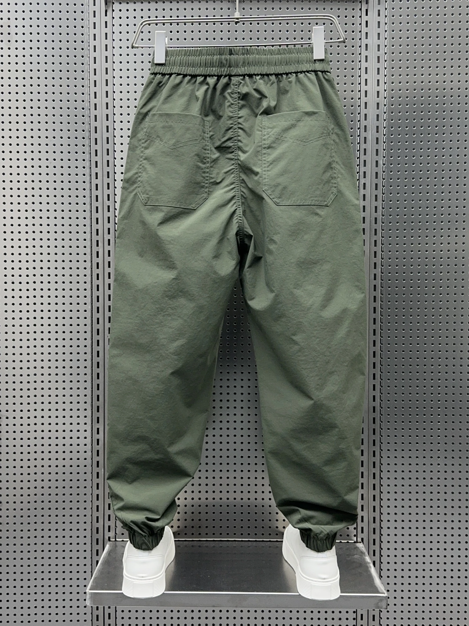 Spring Summer 2024 Men's Casual Harlan Pants Elastic Waist Baggy Fit Nine Points Pure Color Versatile Casual Trousers