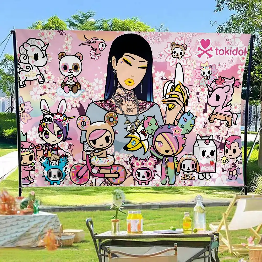 Character T-Tokidoki Colorful Flag Wall Hanging Bohemian Wall Banner Mandala Indoor Art Decor