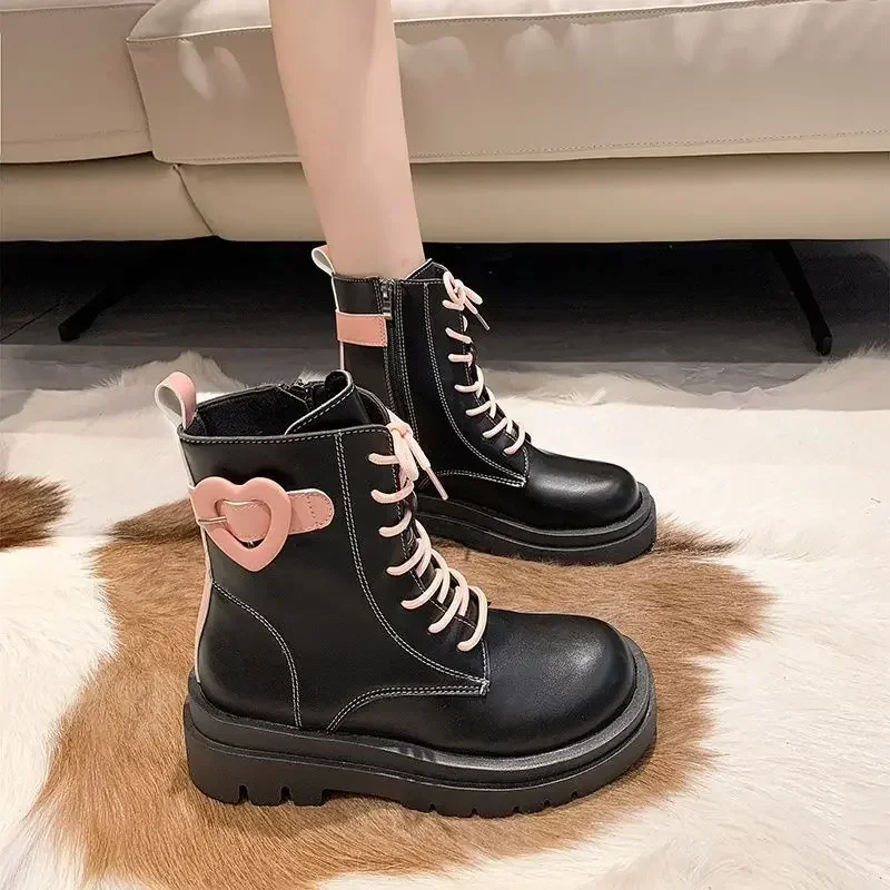 

New In Female Short Shoes Chunky Autumn Women's Ankle Boots Platform Designer Luxury Y2k Large Size Warm Spring 2024 Pu Booties