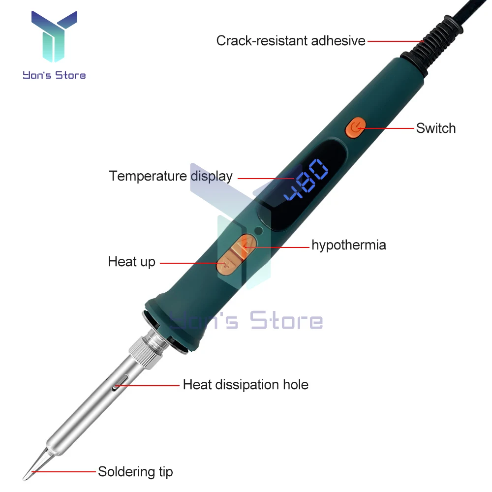 1Pc Adjustable Temperature Electric Soldering Iron 220V 120W Welding Solder Rework Station Heat Pencil Tips Repair Tool 200-600°