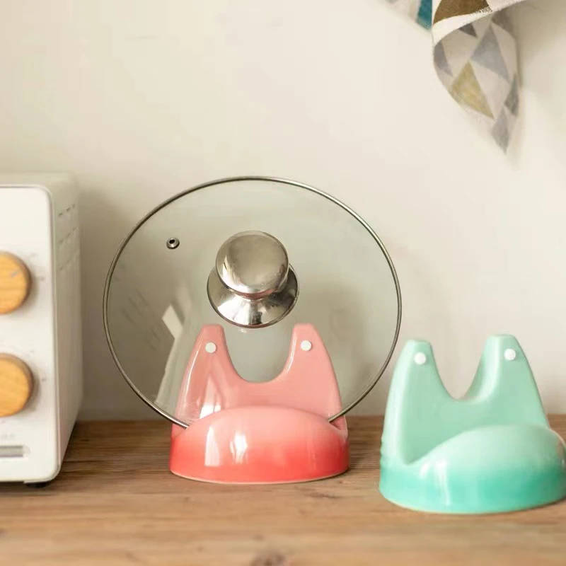 Cool Color LE CREUSET Pot Lid Rack Spoon Holder Kitchen Storage Ceramic Stand No Drilling Required Cooking Utensil Organizer