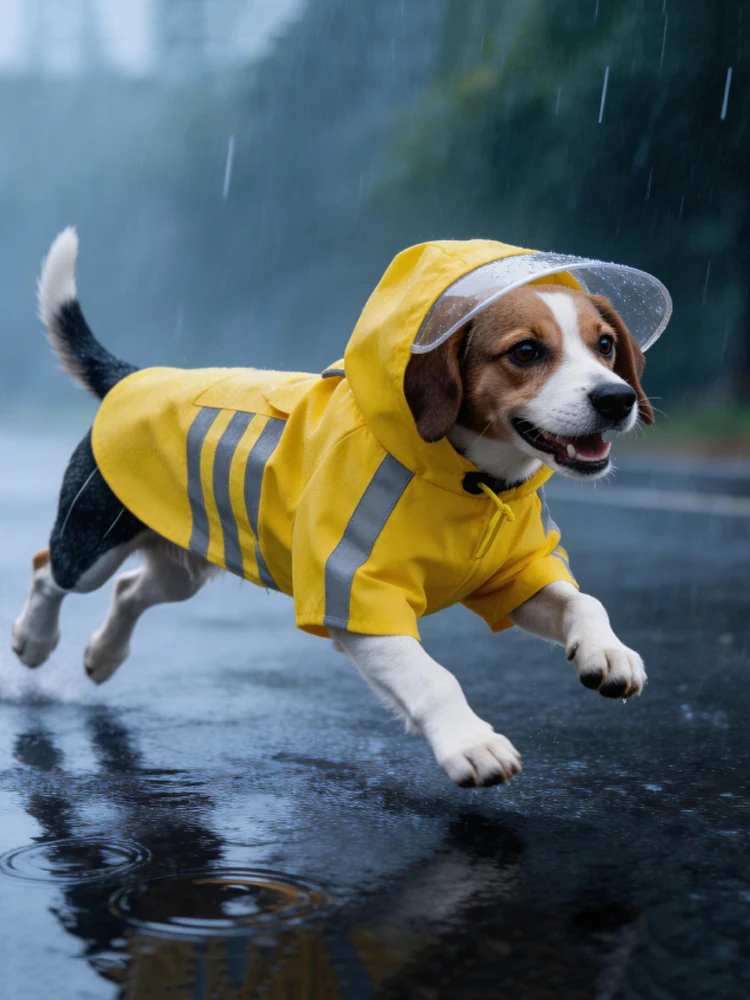 2026 Neuer Wasserdichter Reflektierender Hunde-Regenmantel mit Kapuze, Leichter Sommer-Regenponcho für Welpen, Outdoor-Regenjacke für Kleine Hunde – Detail 4