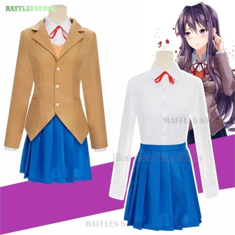 Monika Sayori Yuri Natsuki Cosplay Costumes Doki Doki Literature Club Halloween Game Anime Cosplay Women Dress JK School Uniform