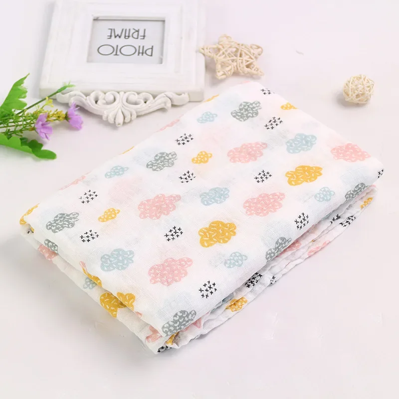 1 Piece Wasoyoli Baby Swaddles 120*120cm 2 Layers Blankets 70% Bamboo 30% Cotton Soft Bath Hold Wraps With Chiffon Bag