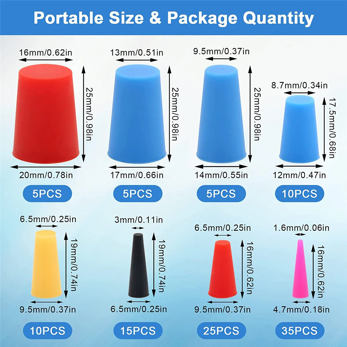 A57G-110PCS Konischer Silikonkautschukstopfen, hochtemperaturbeständige Gummistopper für Lochstopfen, Sprühen, Sprühen,