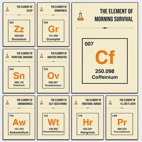 Funny Periodic Table Poster Science Humor Minimalist Canvas Print Quirky Chemistry Wall Art Decoration Creative Gift for Nerds