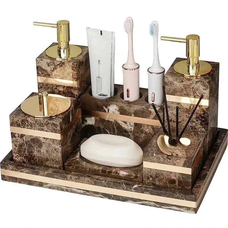 

1 шт., мраморный светильник, роскошный поднос для мытья туалетных принадлежностей для ванной комнаты, отель, ванная комната, стол для мытья рук, украшение полки для зубной щетки