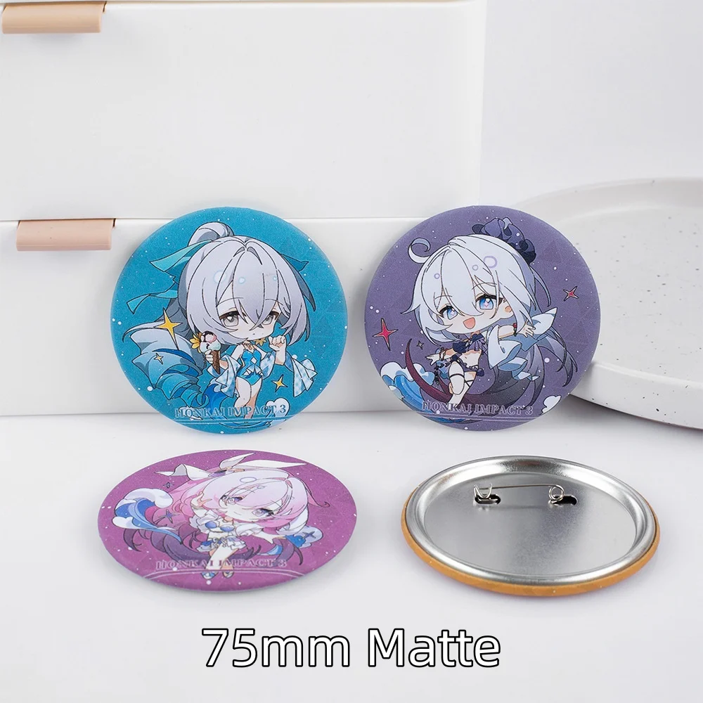 Honkai Impact 3 New Laser Matte Brooch Raiden Mei Cecilia Schariac Sushang Elysia Cute Anime Cartoon Pin Jewelry Cosplay Gift