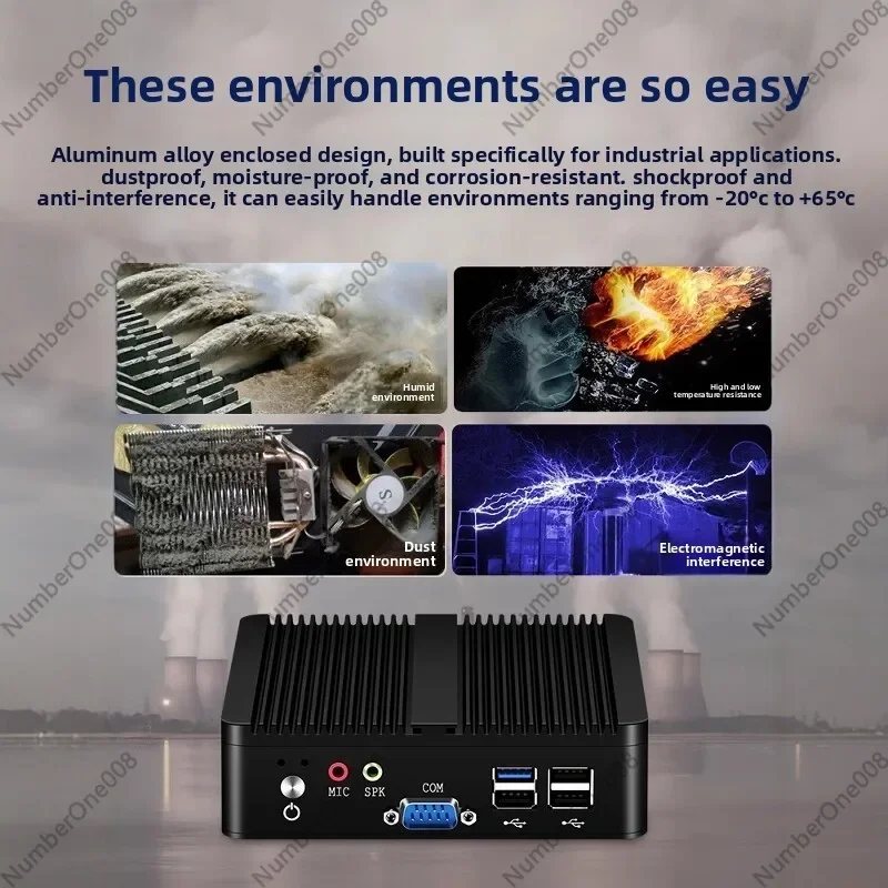 Fanless Embedded Industrial PC, 2 LAN 2 COM Mini Computer with Core I7-10610U I5-7300U J1900 J6412, Support Ubuntu