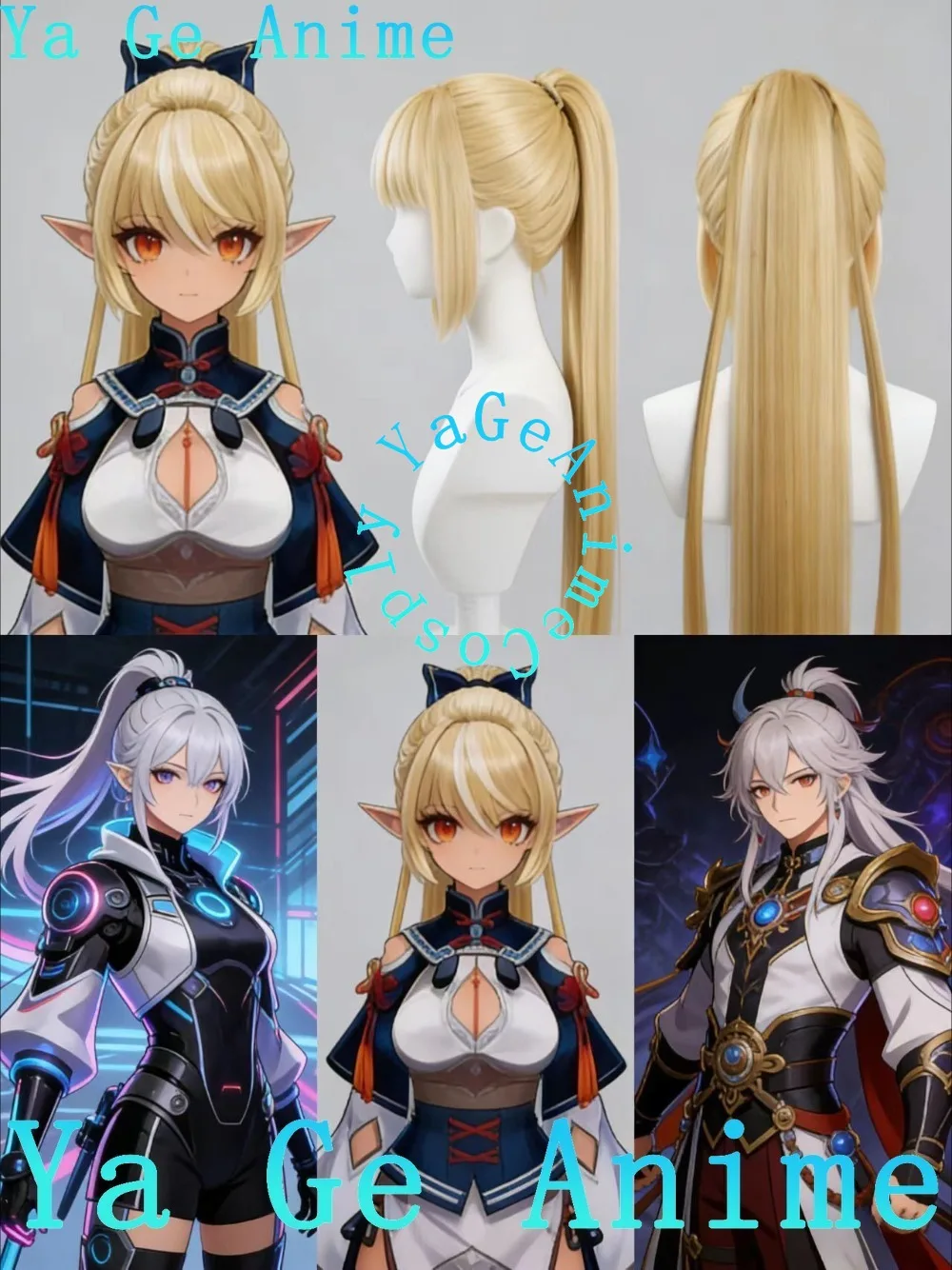 

Shiranui Flare Cosplay Wig Daily Outfit Style Virtual Half-Elf Idol Role Play Heat Resistant Hair