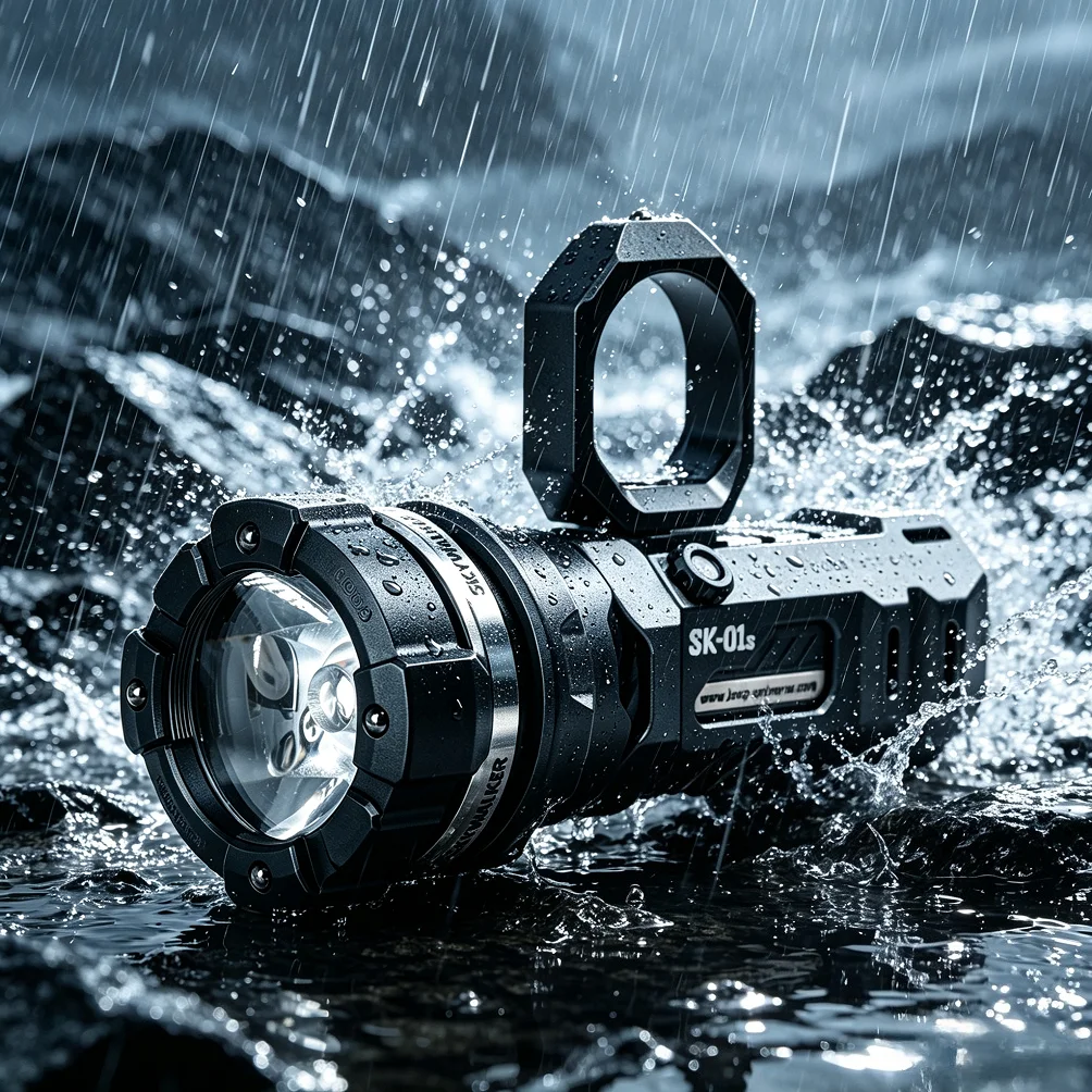 LOOP GEAR SK01S Rechargeable LED Flashlight with SFT40 1600LM and 500M Beam Distance for Camping Ambient Light Effects