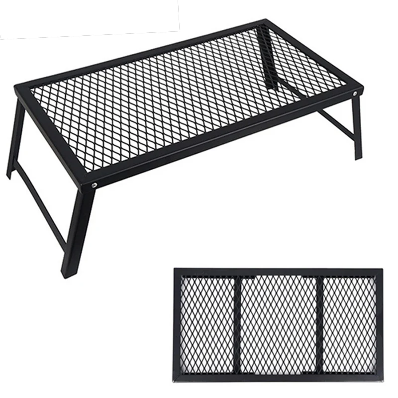 

HooRu Folding Barbeque Net Table Portable Iron BBQ Grill Anti-scalding Outdoor Tables for Camping Picnic Backy Mini Desk