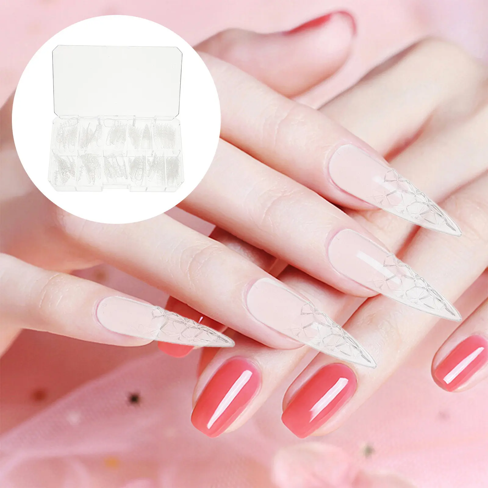 120Pcs Liuli Fake Nail Tips Full Cover Clear Plastic Nails for Women DIY Fingernail Art Manicure Supplies Fake Nail Tips