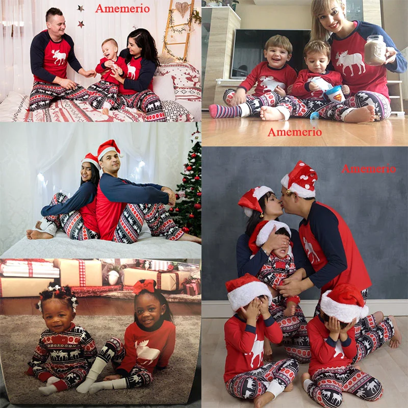 Family Christmas Pajamas Set Adult Kids Girls Boy Mommy Sleepwear Nightwear Mother Daughter Clothes Matching Family Outfits