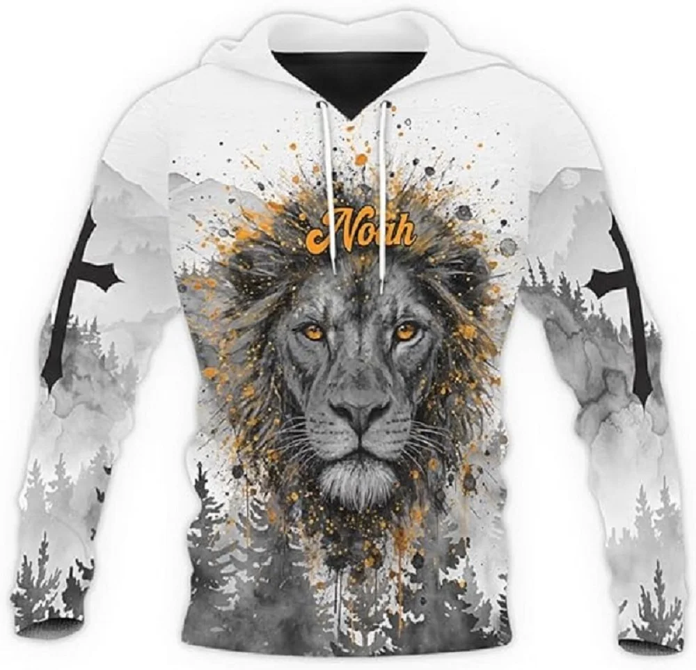 

2025 Autumn Winter Hot Selling Men's Hunting Lions Pattern Camouflage 3D Printed Sportswear Harajuku Fashion Oversized Hoodies