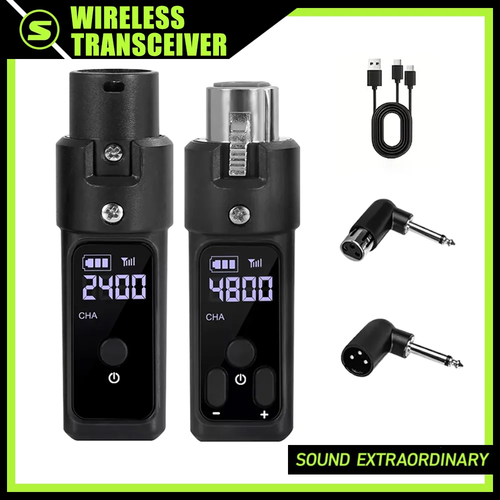 Transmetteur et récepteur Xlr sans fil, Microphone 2.4G, batterie Rechargeable de grande capacité pour émetteur-récepteur de guitare à condensateur 48V