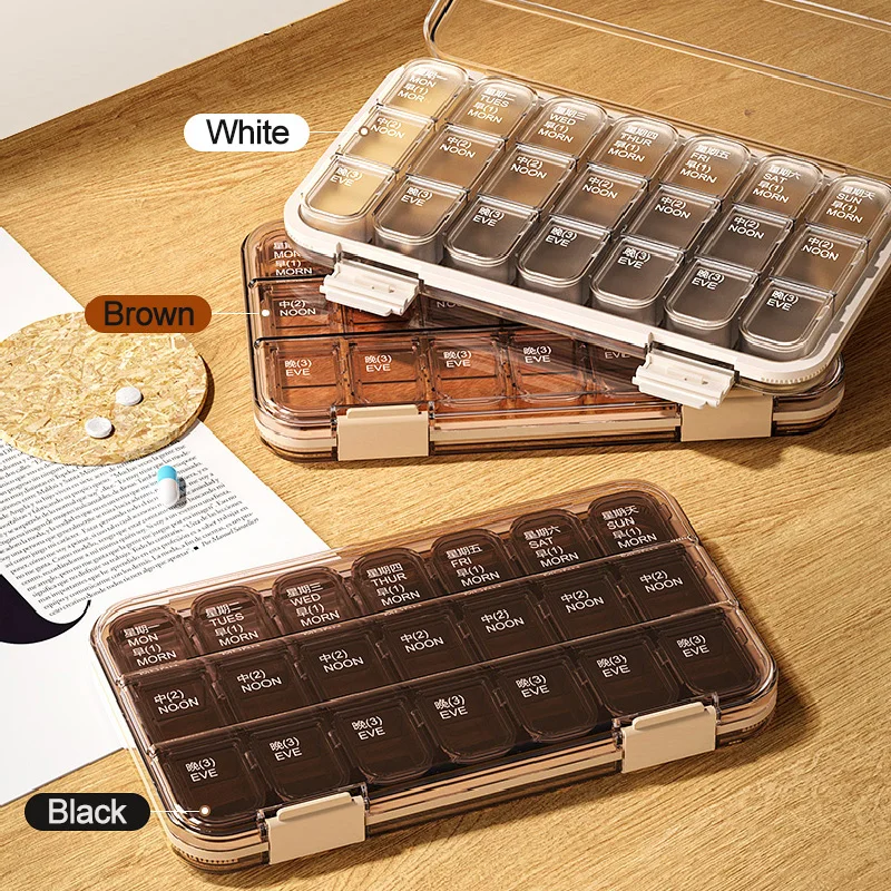 Portable 21/28 Grids Weekly Pill Box Medicine Dispenser Tablet Organizer Storage Boxes 7 Days Compartment Pills Case Container