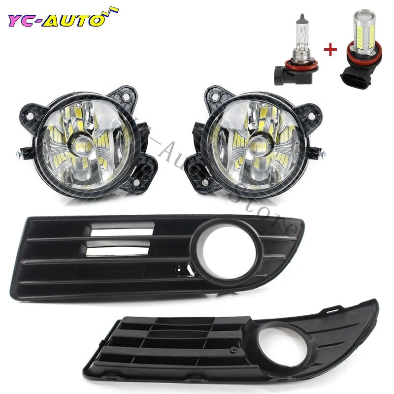 1pair Car Front Halogen LED Fog Lamp Fog Light + wire + Frame cover For VW Polo GTI 9N3 MK4 2005 2006 2007 2008 2009 2010